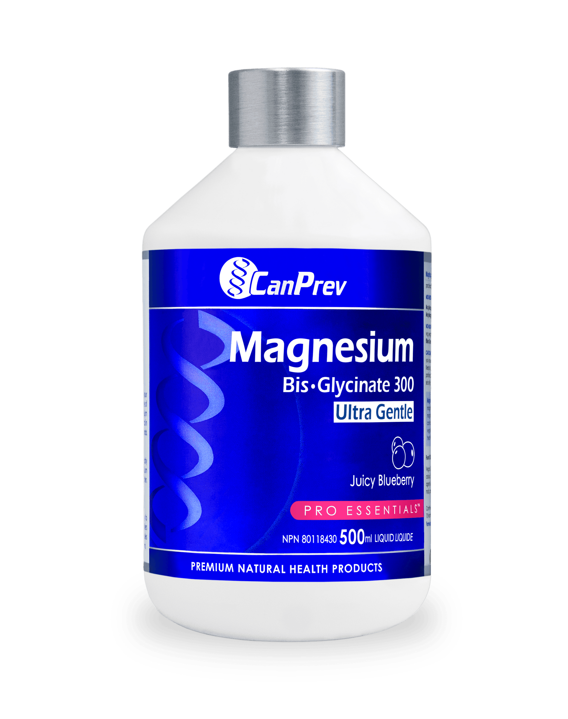 CanPrev Magnesium Bis-Glycinate 300 Ultra Gentle Juicy Blueberry Liquid 500mL - Wellness Supplement