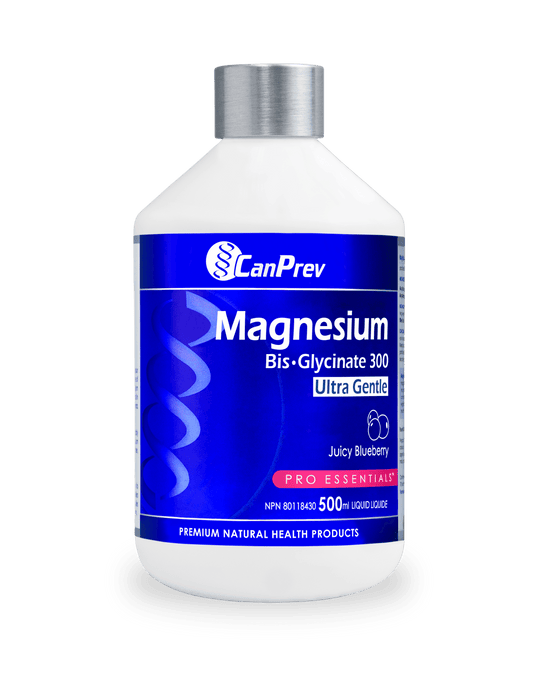 CanPrev Magnesium Bis-Glycinate 300 Ultra Gentle Juicy Blueberry Liquid 500mL - Wellness Supplement