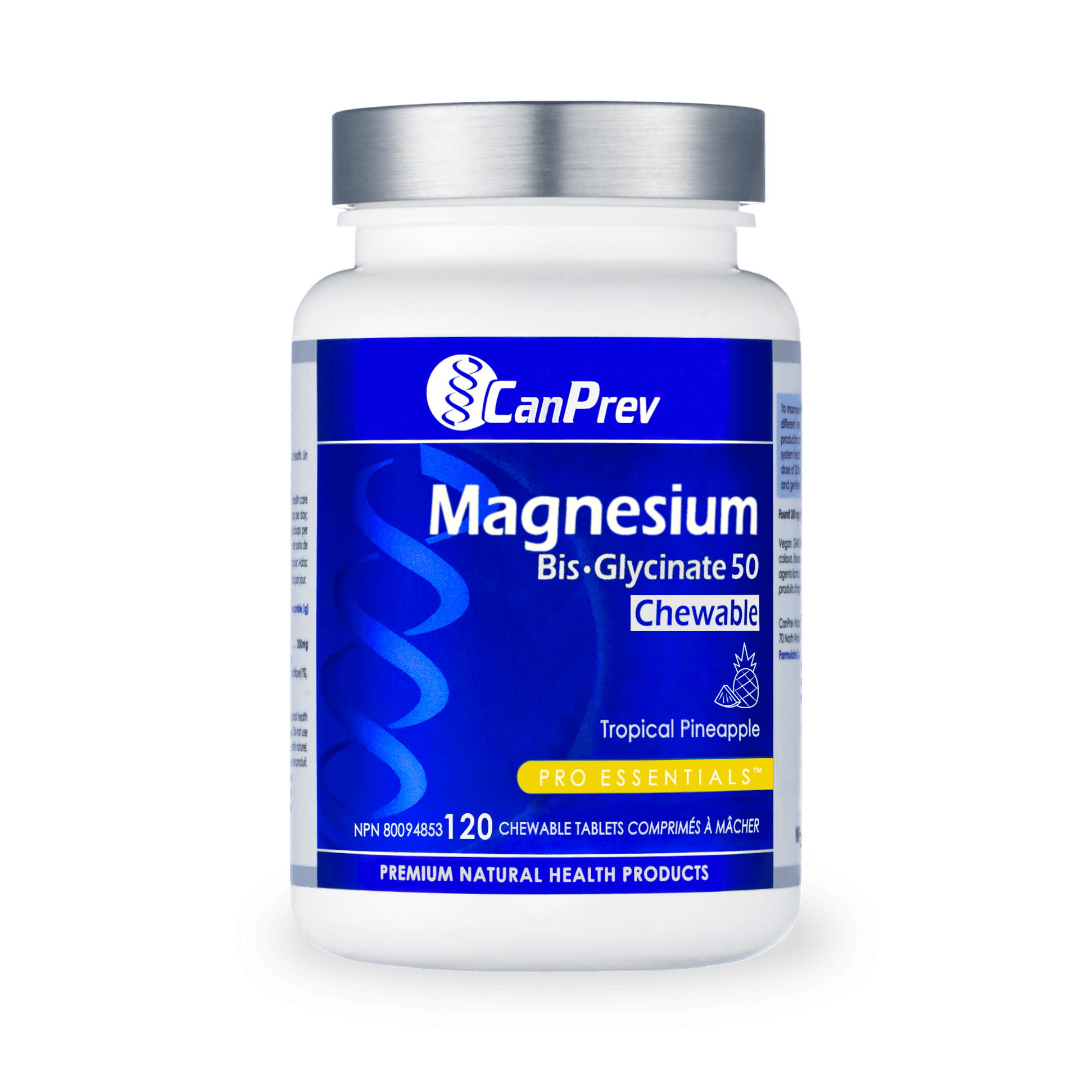CanPrev Magnesium Bis-Glycinate 50 Tropical Pineapple 120 Chewable Tablets - Wellness Supplement