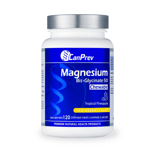 CanPrev Magnesium Bis-Glycinate 50 Tropical Pineapple 120 Chewable Tablets - Wellness Supplement