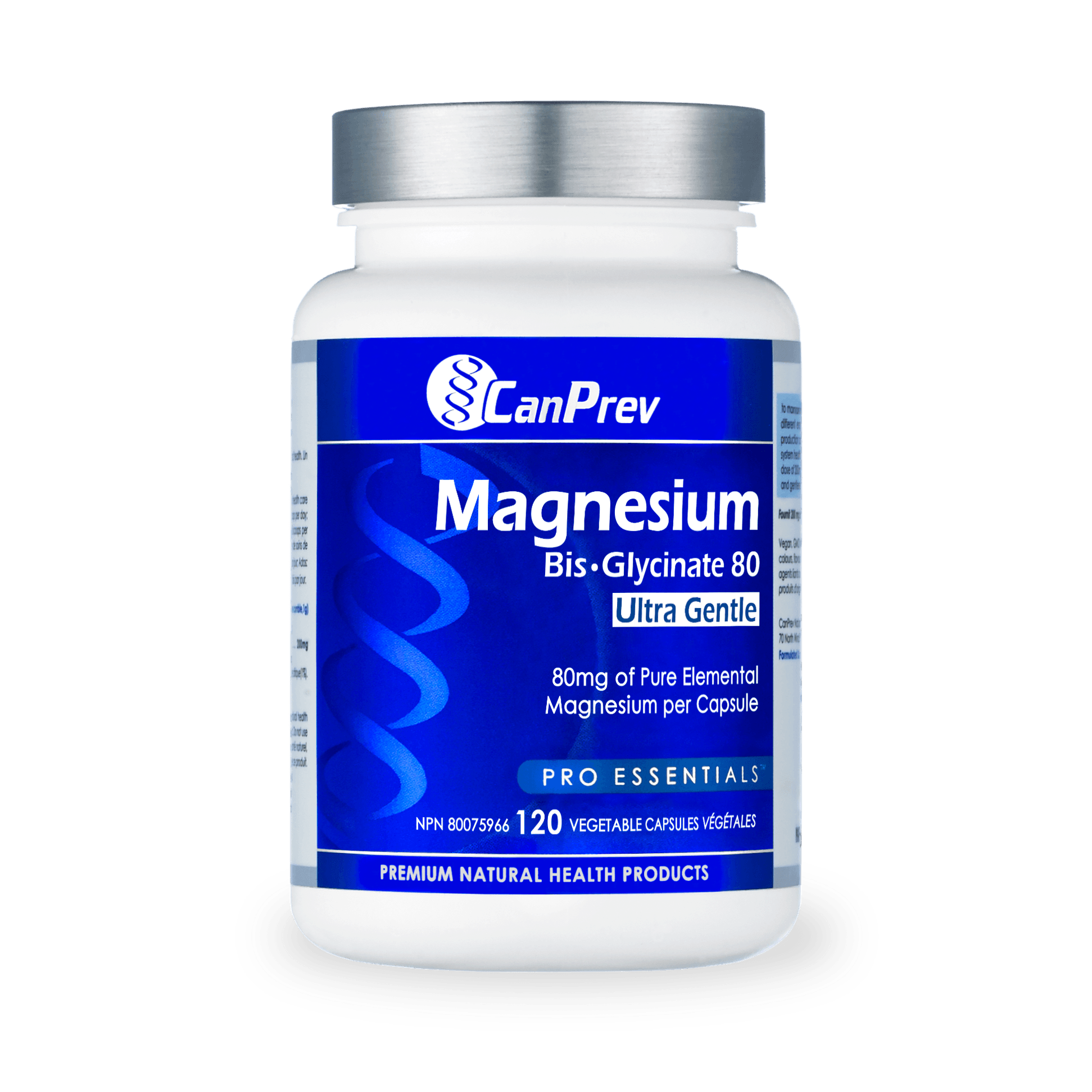 CanPrev Magnesium Bis-Glycinate 80 Ultra Gentle 120 Veg Capsules - Wellness Supplement