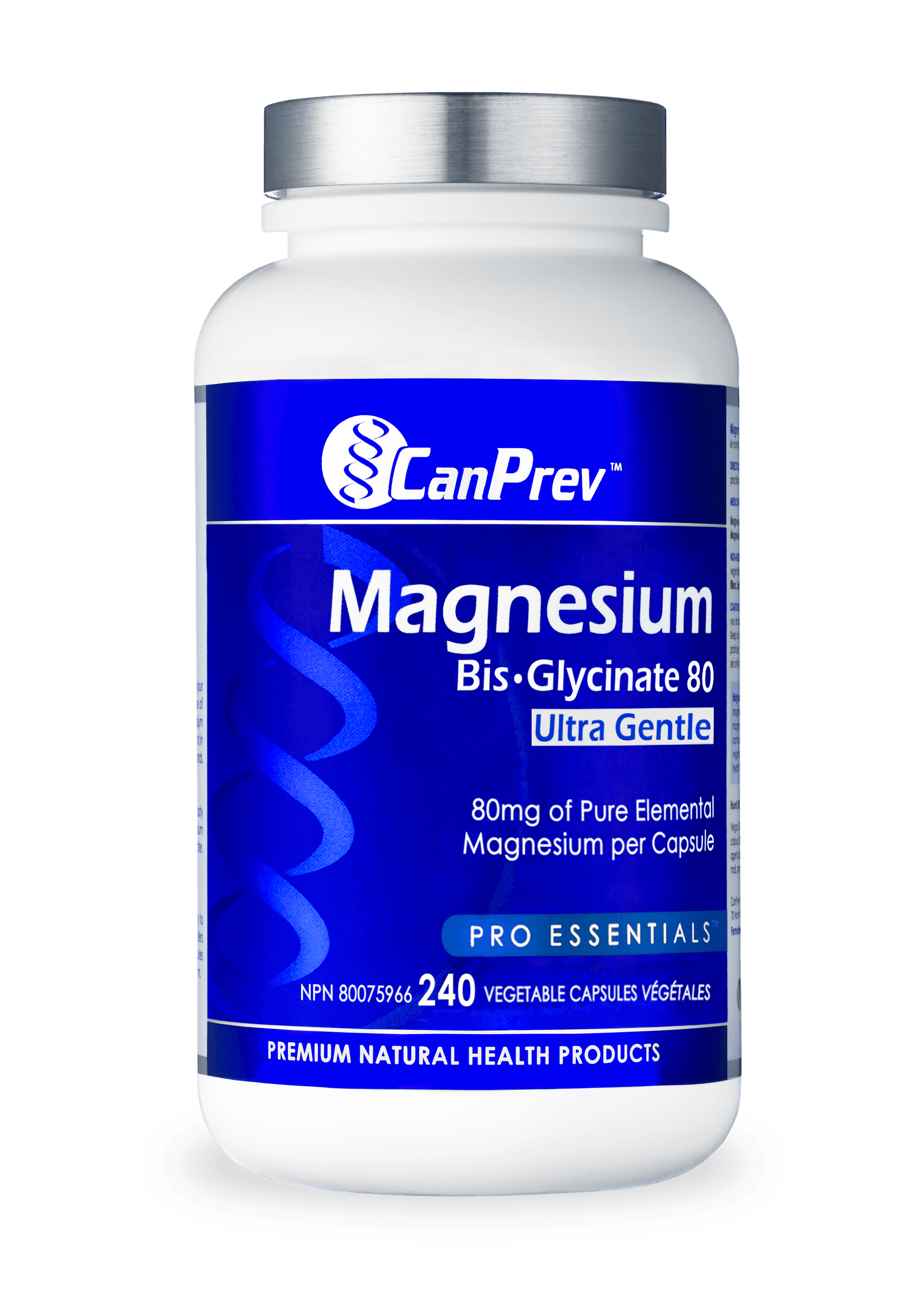CanPrev Magnesium Bis-Glycinate 80 Ultra Gentle 240 Veg Capsules - Wellness Supplement