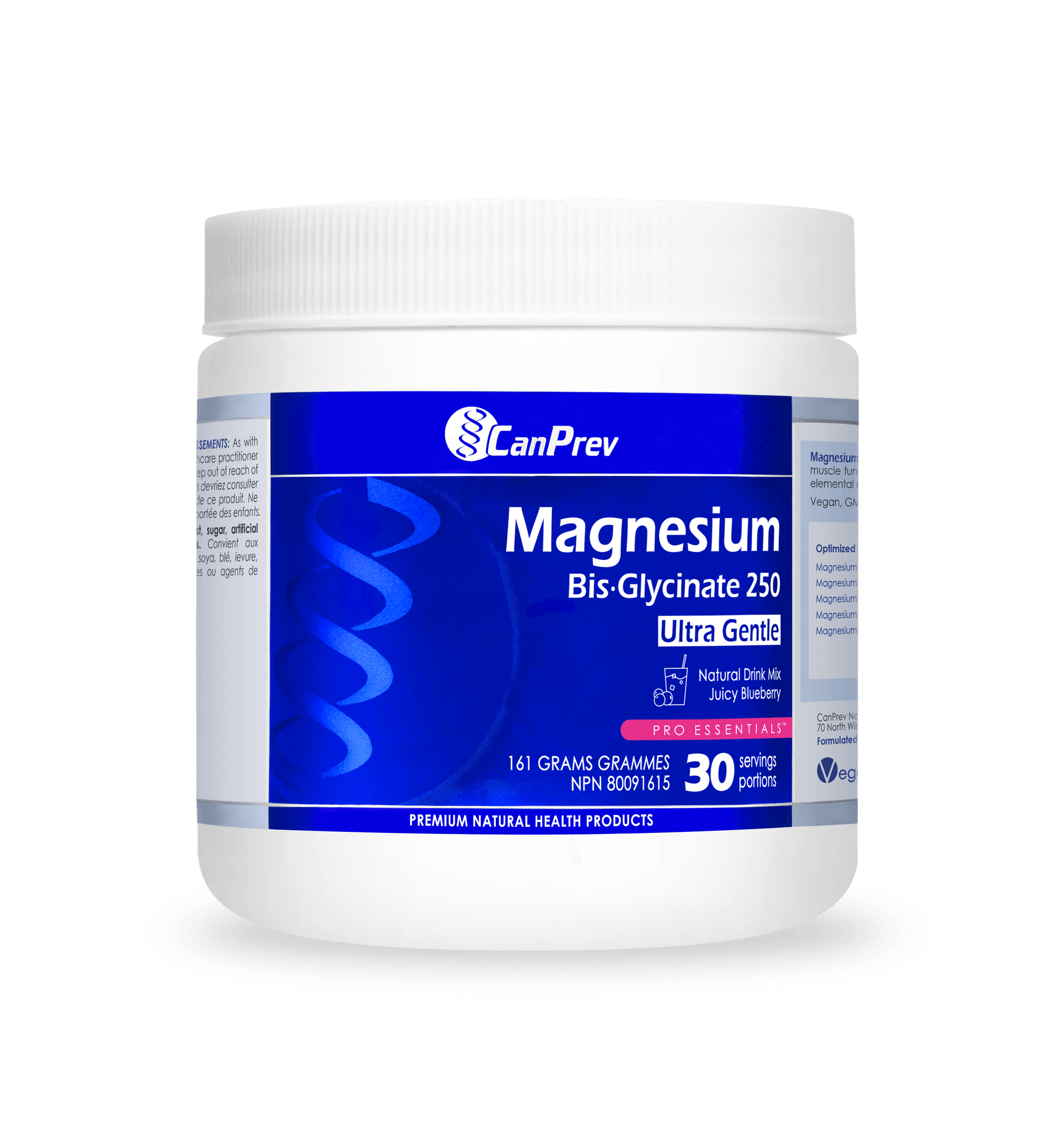 CanPrev Magnesium Bis-Glycinate Drink Mix Juicy Blueberry 161g - Wellness Supplement