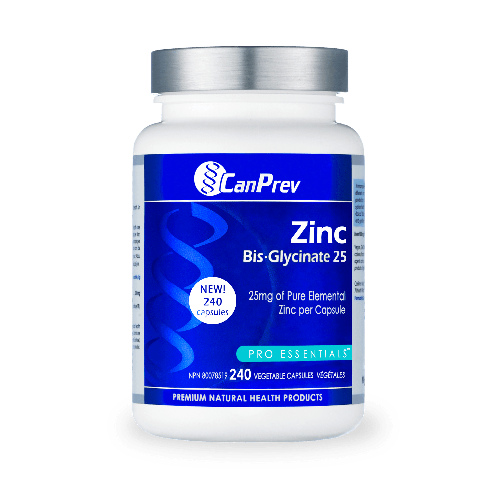 CanPrev Zinc Bis-Glycinate 25 240 Veg Capsules - Wellness Supplement