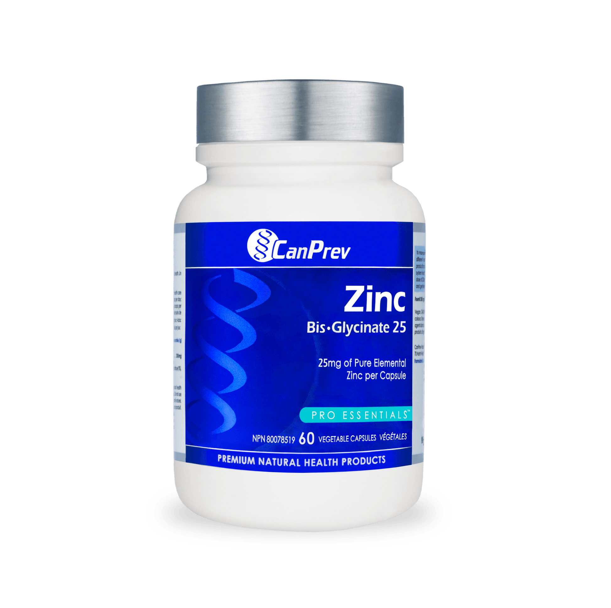 CanPrev Zinc Bis-Glycinate 25 60 Veg Capsules - Wellness Supplement