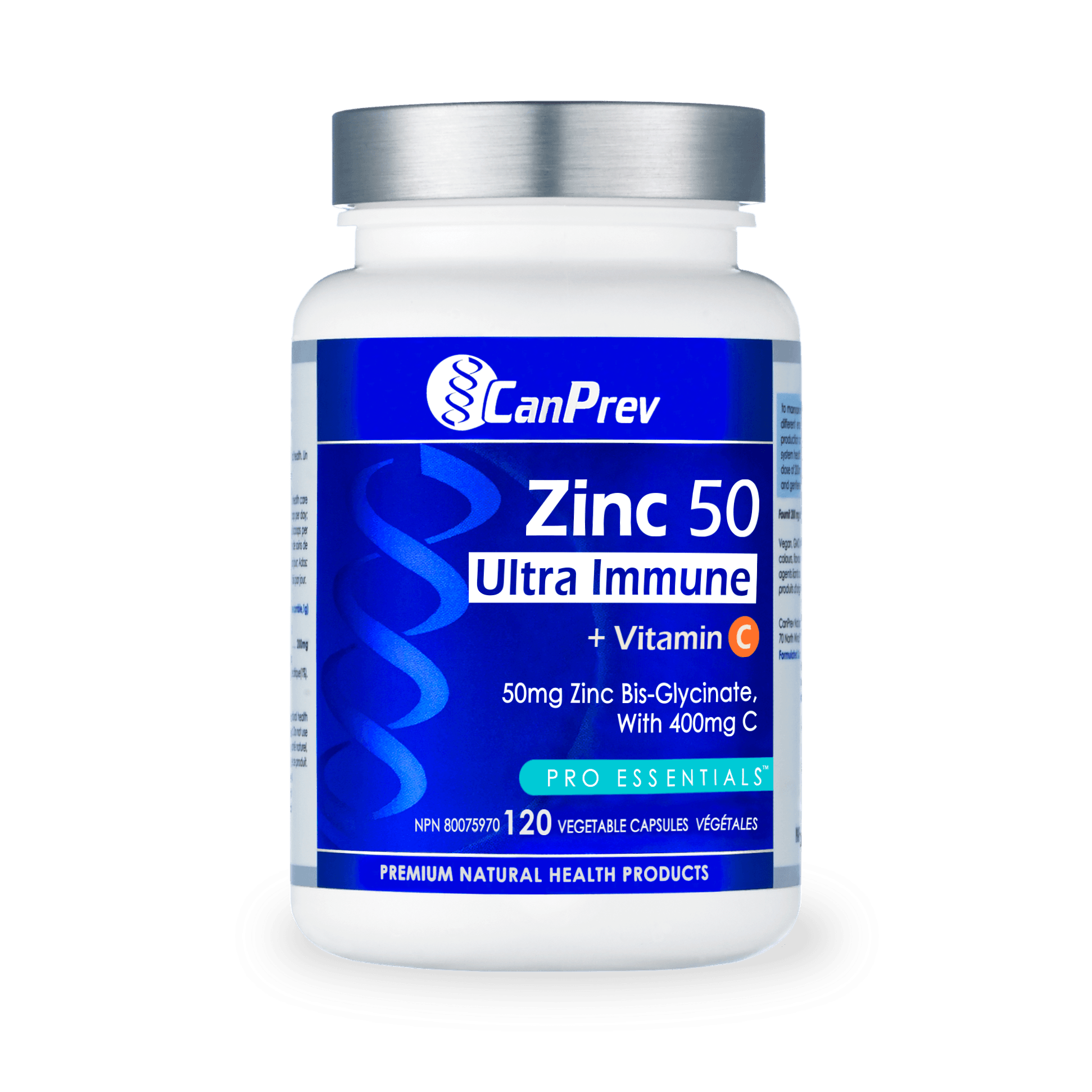 CanPrev Zinc Bis-Glycinate 50 Ultra Strength 120 Veg Capsules - Wellness Supplement