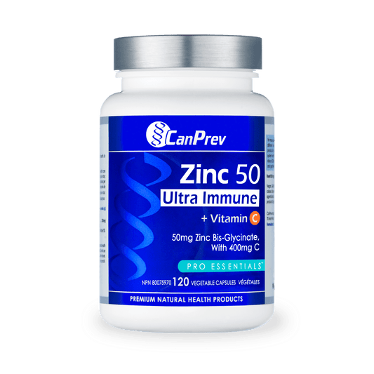 CanPrev Zinc Bis-Glycinate 50 Ultra Strength 120 Veg Capsules - Wellness Supplement