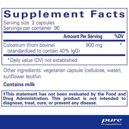 Pure Encapsulations Colostrum 40% IgG 180 Capsules