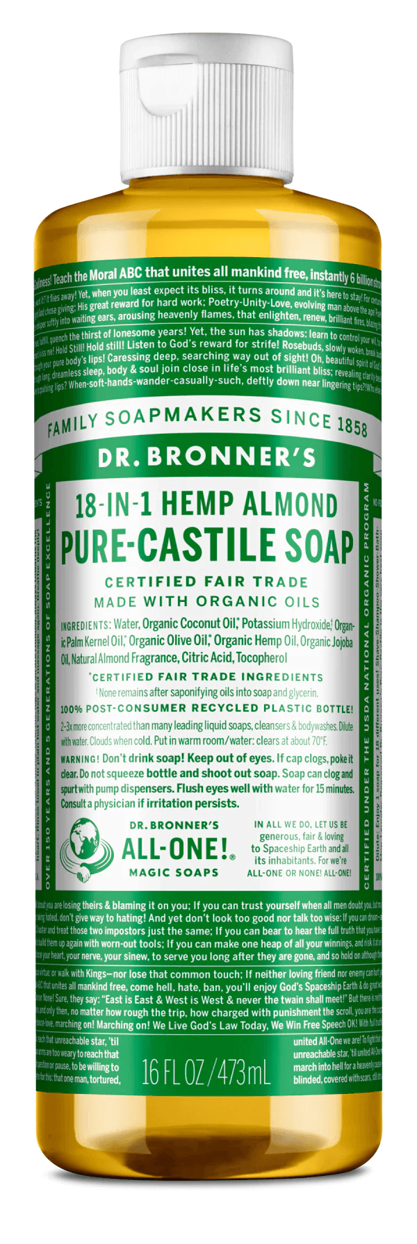 Dr. Bronner's Almond Pure-Castile Soap 473ml