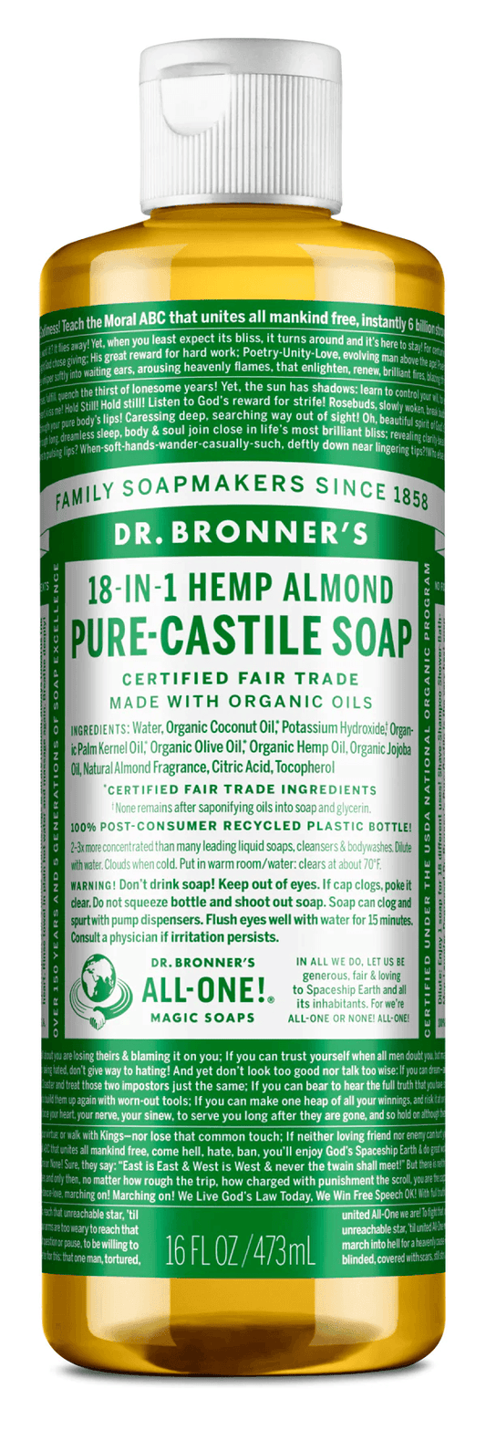 Dr. Bronner's Almond Pure-Castile Soap 473ml