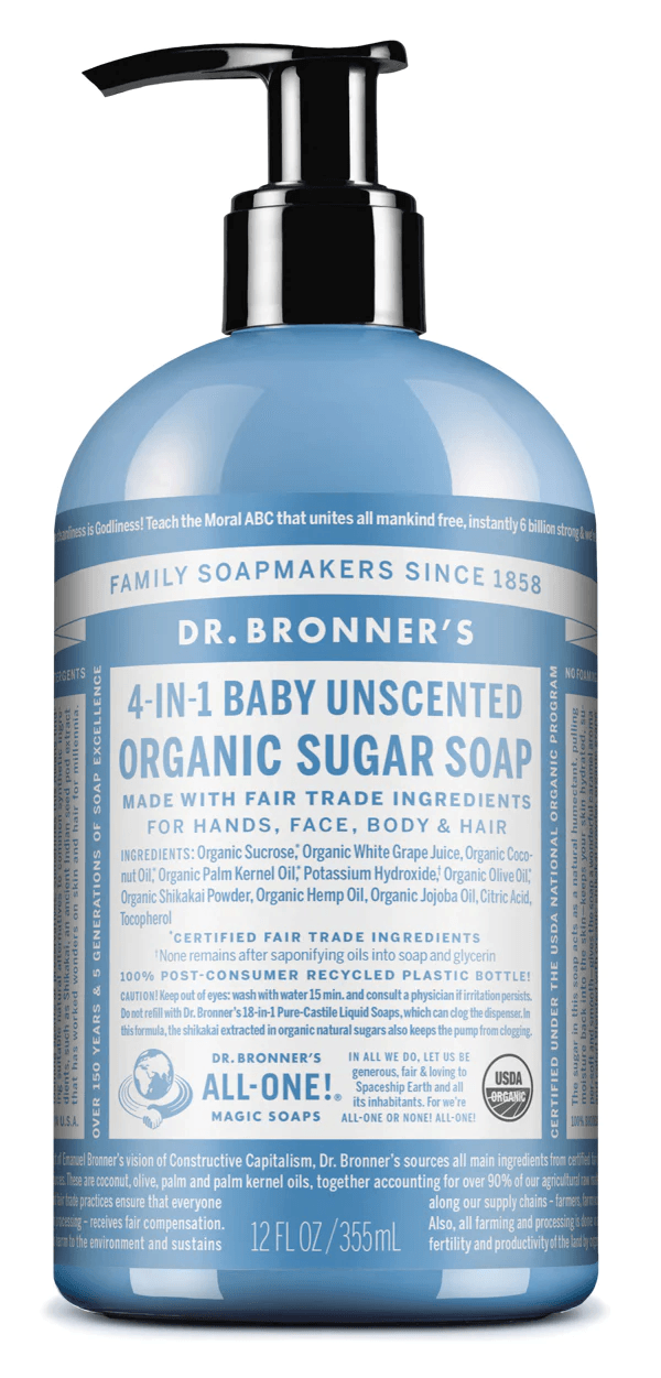 Dr. Bronner's Baby Unscented Organic Sugar Soap 355ml