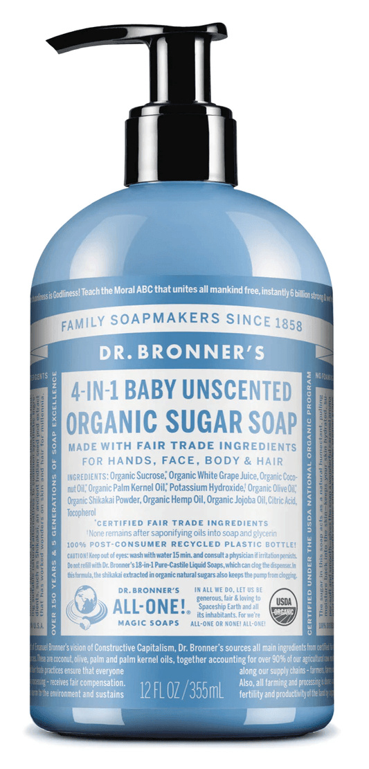 Dr. Bronner's Baby Unscented Organic Sugar Soap 355ml