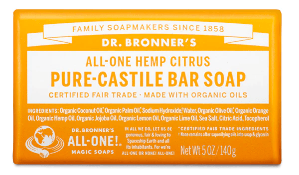 Dr. Bronner's Citrus Pure-Castile Bar Soap 140g