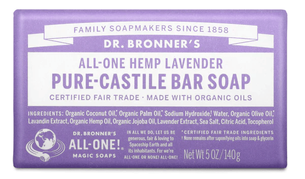 Dr. Bronner's Lavender Pure-Castile Bar Soap 140g