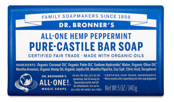 Dr. Bronner's Peppermint Pure-Castile Bar Soap 140g