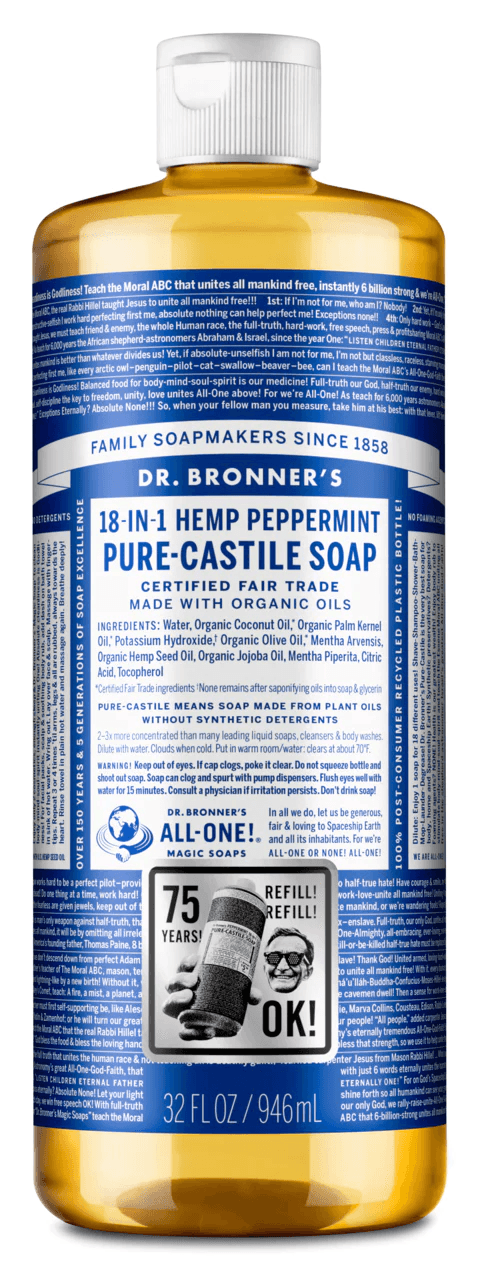 Dr. Bronner's Peppermint Pure-Castile Liquid Soap 946ml