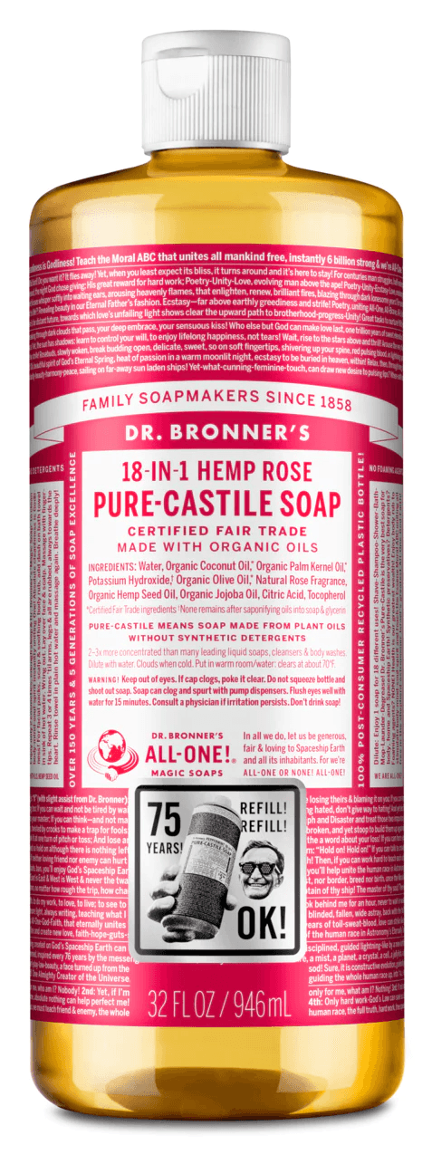 Dr. Bronner's Rose Pure-Castile Liquid Soap 946ml