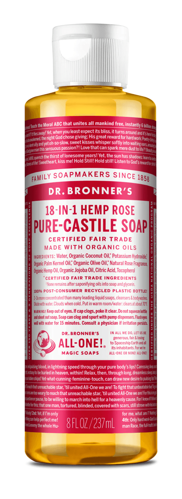 Dr. Bronner's Rose Pure-Castile Soap 237ml