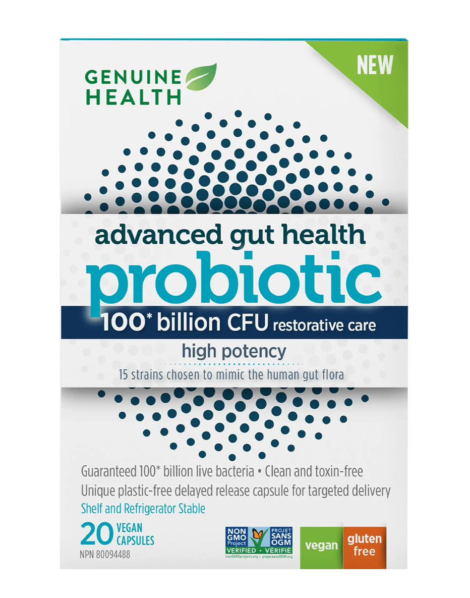 Genuine Health Advanced Gut Health Probiotic 100 Billion CFU 20 Capsules 