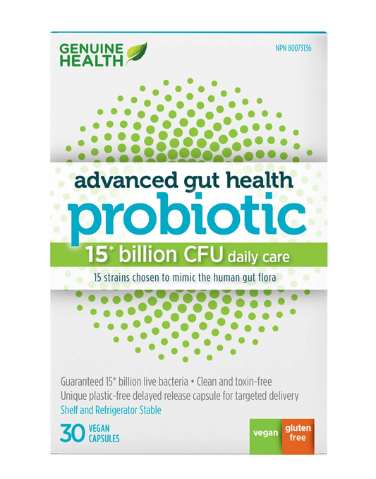 Genuine Health Advanced Gut Health Probiotic 15 Billion CFU 30 Capsules 