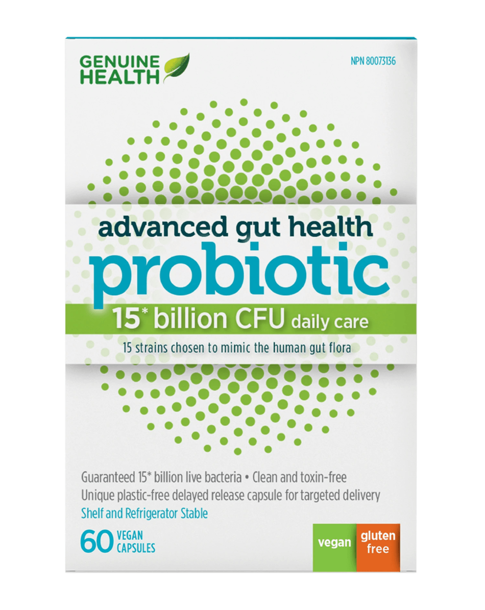 Genuine Health Advanced Gut Health Probiotic 15 Billion CFU 60 Capsules 