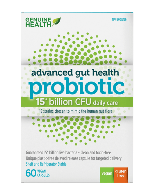 Genuine Health Advanced Gut Health Probiotic 15 Billion CFU 60 Capsules 