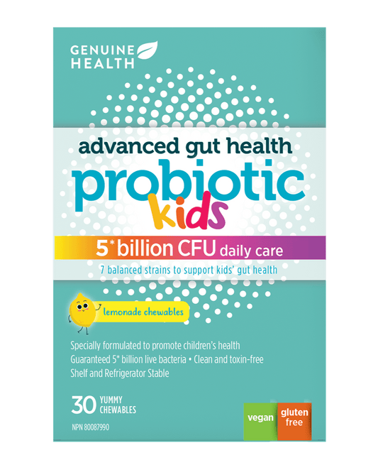 Genuine Health Advanced Gut Health Probiotic For Kids Lemonade 30 Chewables 