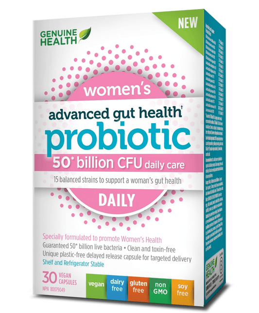 Genuine Health Advanced Gut Health Probiotic Women's Daily 50 Billion CFU 30 Capsules 