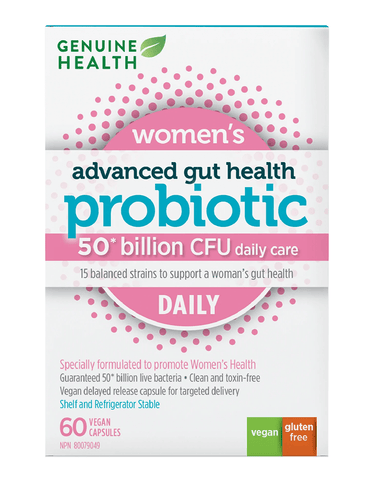 Genuine Health Advanced Gut Health Probiotic Women's Daily 50 Billion CFU 60 Capsules