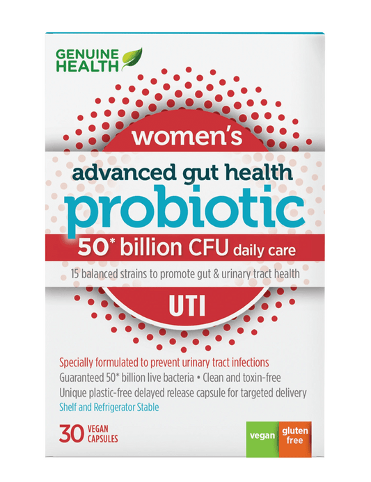 Genuine Health Advanced Gut Health Probiotic Women's Uti 50 Billion CFU 30 Capsules 
