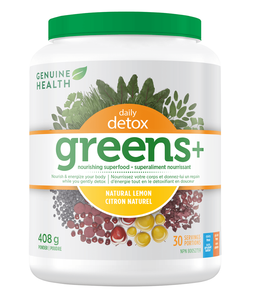 Genuine Health Greens+ Daily Detox Natural Lemon 30 Servings 
