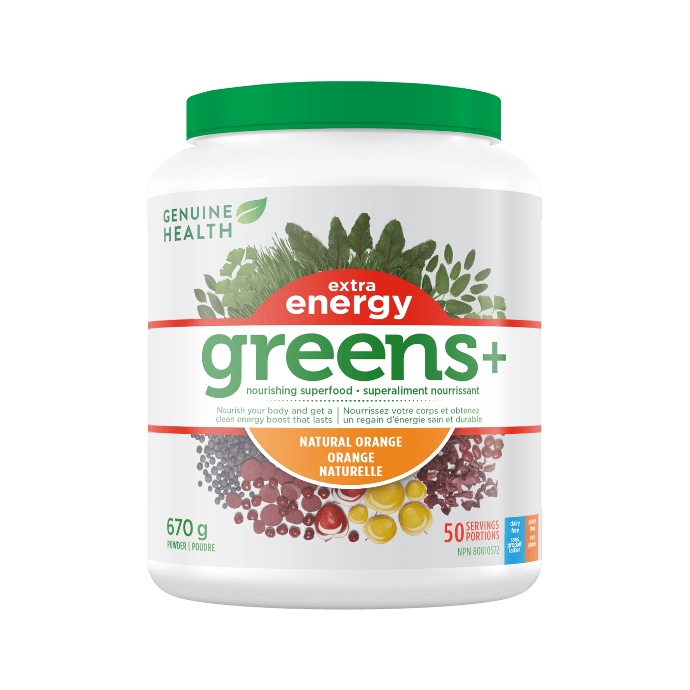 Genuine Health Greens+ Extra Energy Orange 50 Servings 