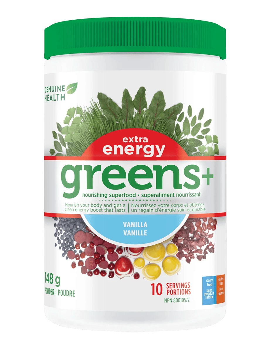 Genuine Health Greens+ Extra Energy Vanilla 10 Servings 