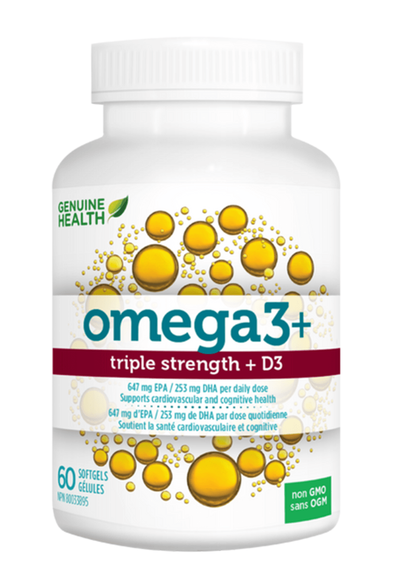 Genuine Health Omega3+ Triple Strength + D3 60 Capsules 