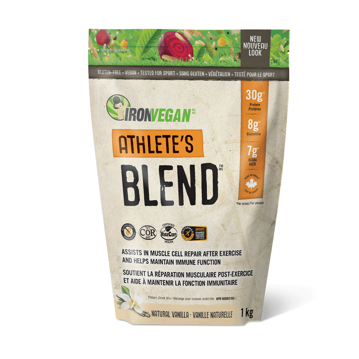 Iron Vegan Athlete's Blend - Vanilla 1kg Powder - Wellness Supplement