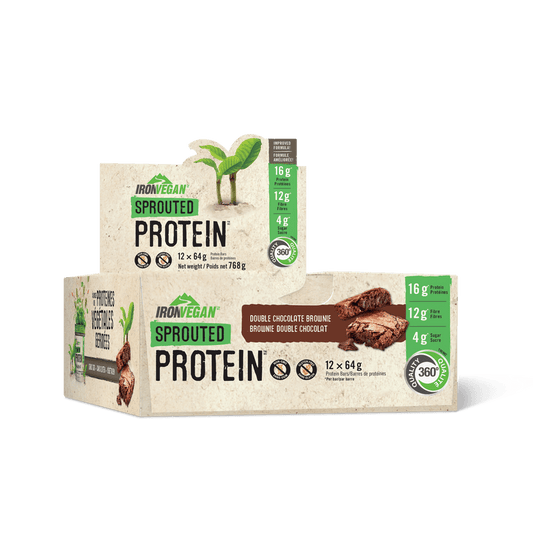 Iron Vegan Sprouted Protein Bar Double Chocolate Brownie Box