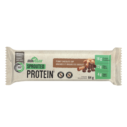 Iron Vegan Sprouted Protein Bar Peanut Butter Chocolate Chip Box