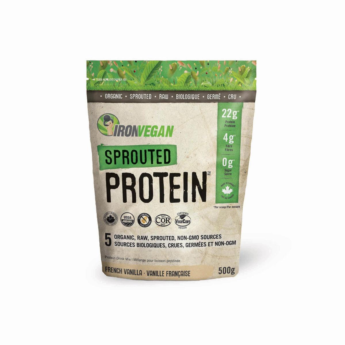 Iron Vegan Sprouted Protein - Vanilla 500g Powder - Wellness Supplement