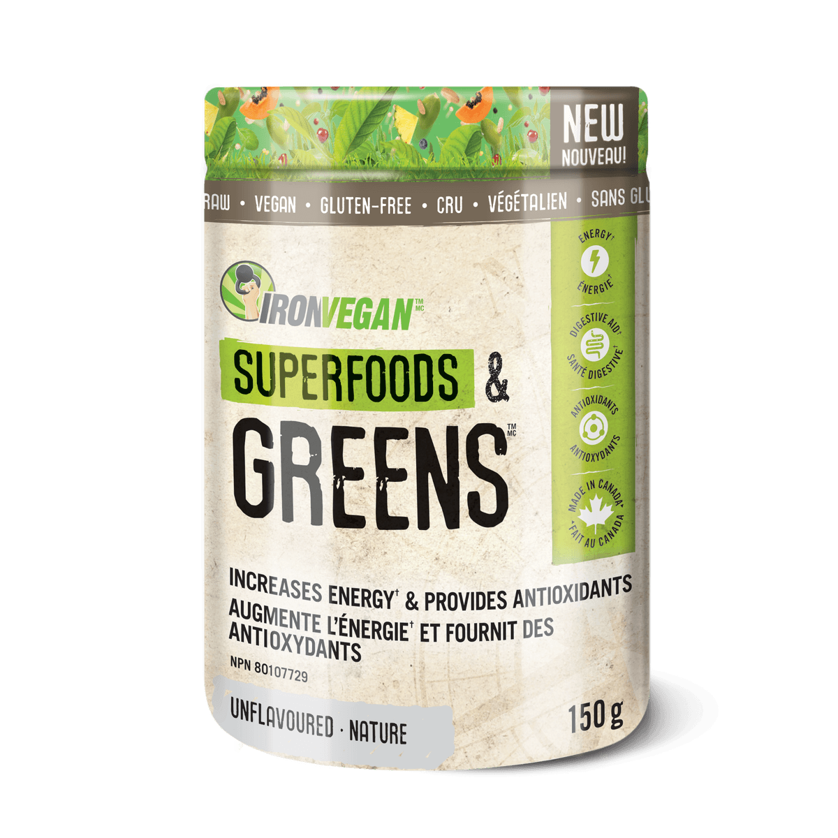 Iron Vegan Superfoods & Greens - Unflavoured 150g Powder - Wellness Supplement