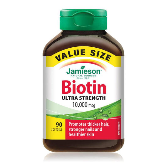 Jamieson Biotin Ultra Strength 10,000mcg VALUE SIZE 90 Softgels