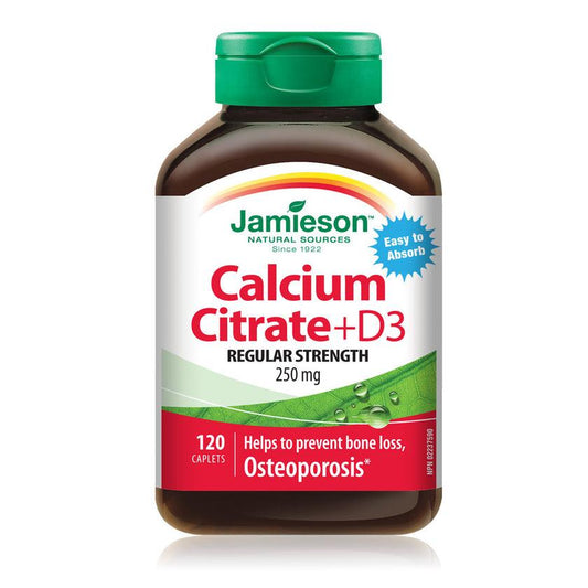 Jamieson Calcium Citrate 250mg + Vitamin D3 120 Caplets
