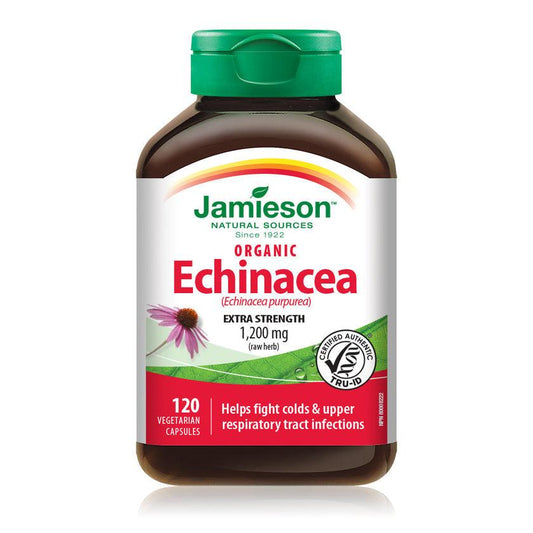 Jamieson Organic Echinacea purpurea Extra Strength 1,200mg raw herb 120 Capsules