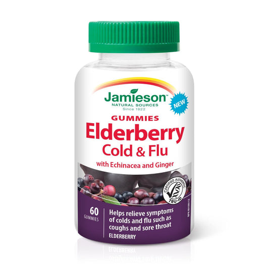 Jamieson Elderberry Cold & Flu with Echinacea & Ginger Elderberry 60 Gummies