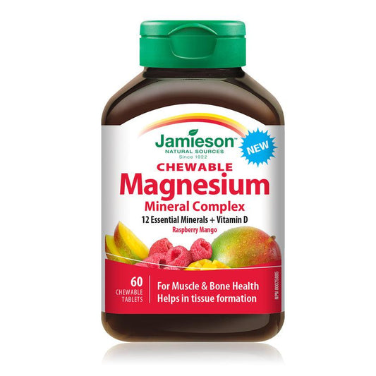 Jamieson Magnesium Mineral Complex + D3 Raspberry Mango 60 Chewable