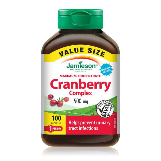 Jamieson Maximum Concentrate Cranberry Complex 500mg VALUE SIZE 100 Capsules
