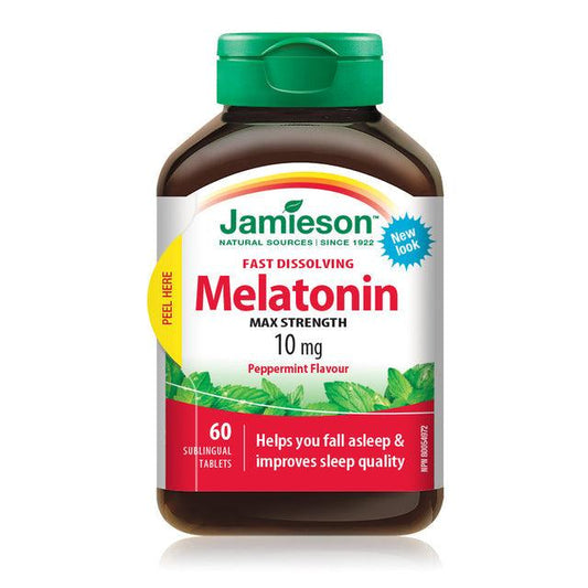 Jamieson Melatonin Maximum Strength 10mg Peppermint 60 Fast Dissolving Sublingual Tablets