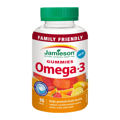 Jamieson Omega-3 Family Friendly Orange, Lemon, Mixed Berry 90 Gummies