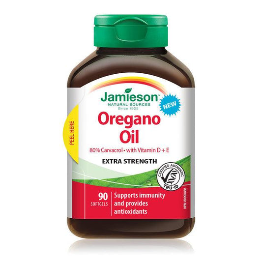Jamieson Oregano Oil Extra Strength with Vitamin D + E 90 Softgels