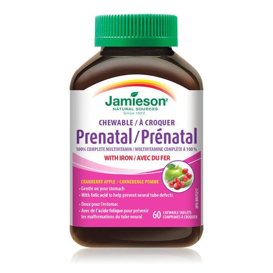Jamieson Prenatal 100% Complete Multivitamin Cranberry Apple 60 Chewable