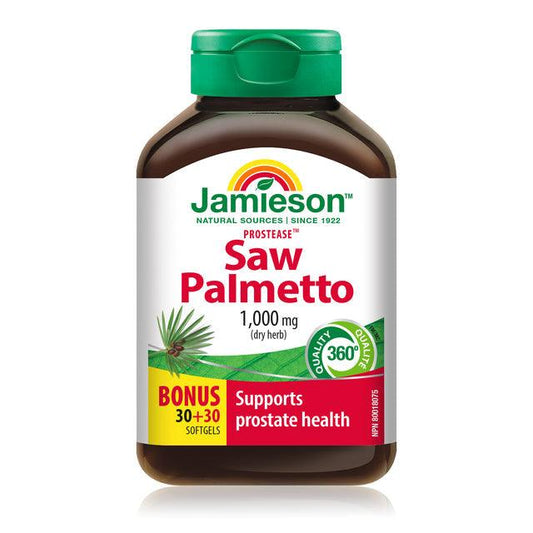 Jamieson Prostease Saw Palmetto 1,000mg BONUS SIZE 60 Softgels
